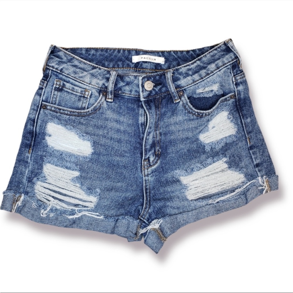 PACSUN Mom Short, High Waist, Cuffed, Distressed, Size 25